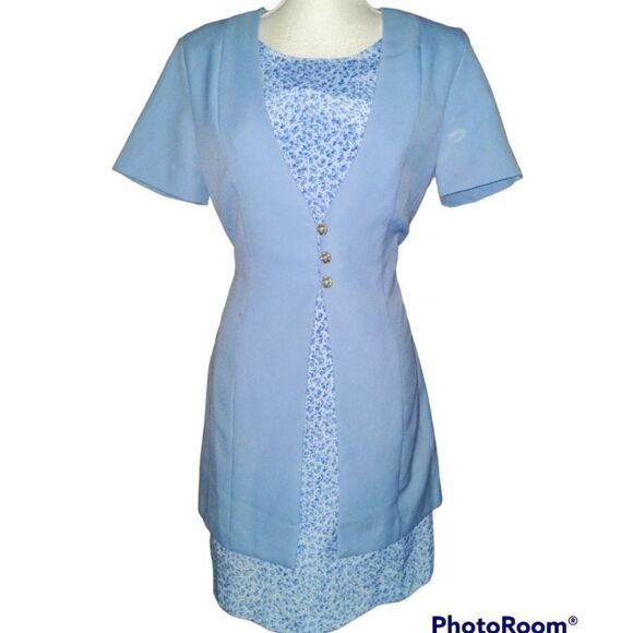 DBY LTD. Vintage blue jacket dress size 7/8 - Picture 1 of 7